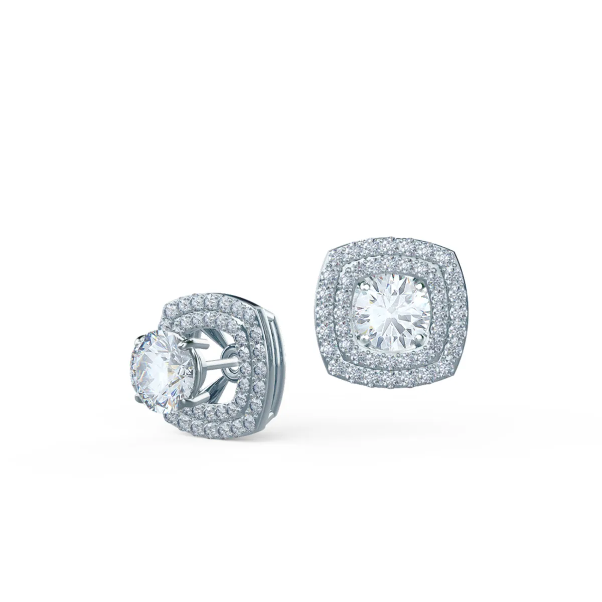 Round Cut Halo Jacket Stud Earring