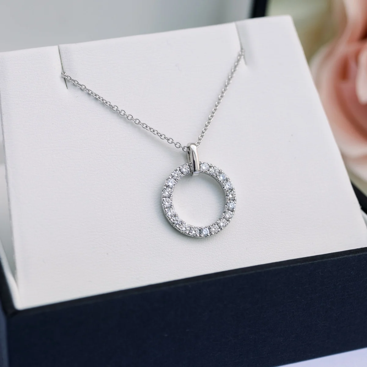 Diamond Open Clasp Circle Pendant