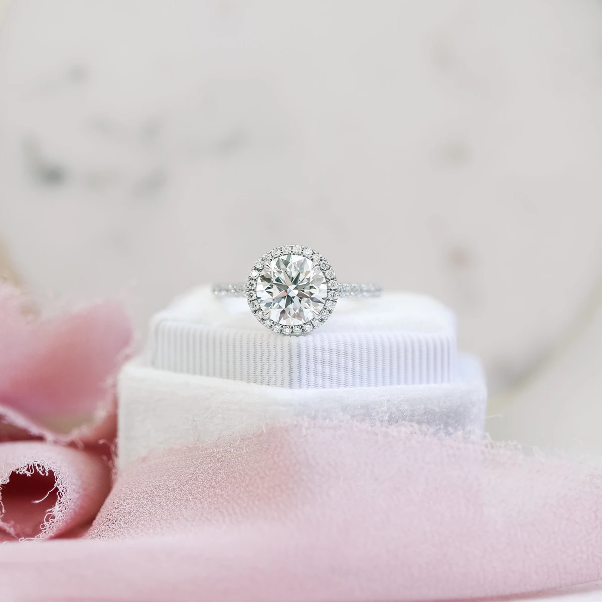 Round Halo Pavé Diamond Engagement Ring