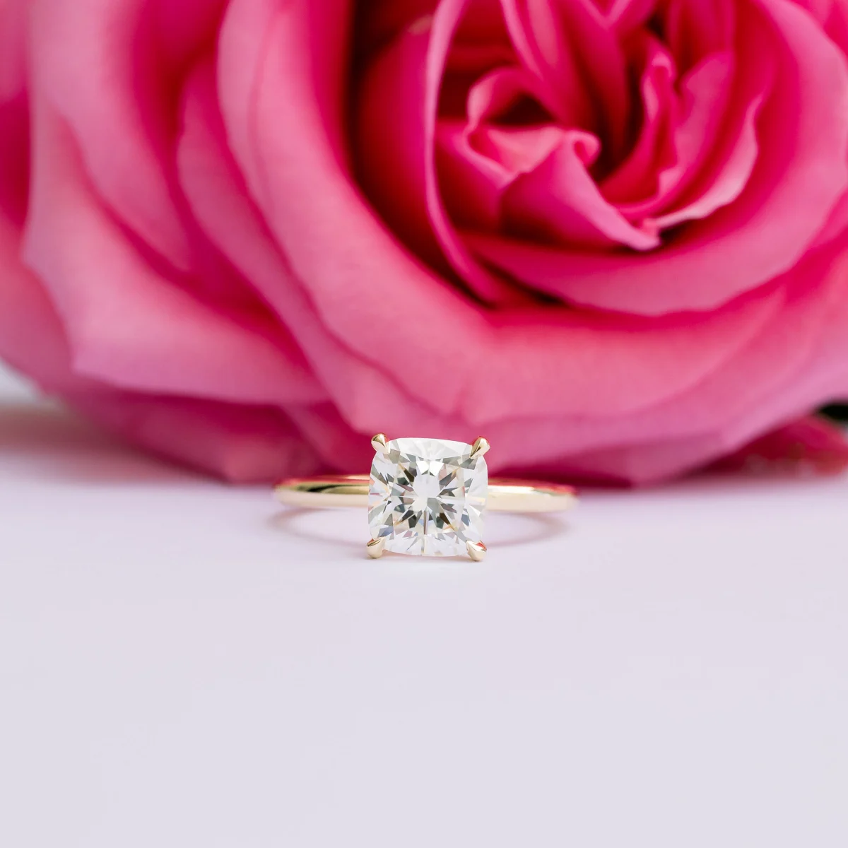 Cushion Classic Four Prong Solitaire Diamond Engagement Ring