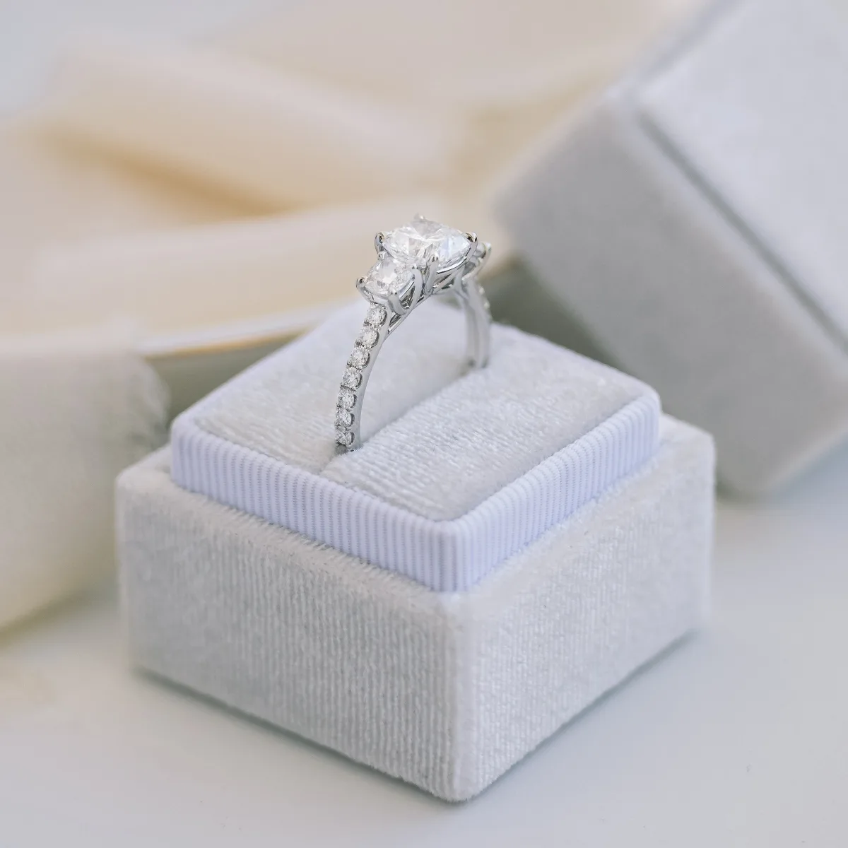 3 Carat Cushion Cut Lab Grown Diamond Platinum Ring, 3 Carat