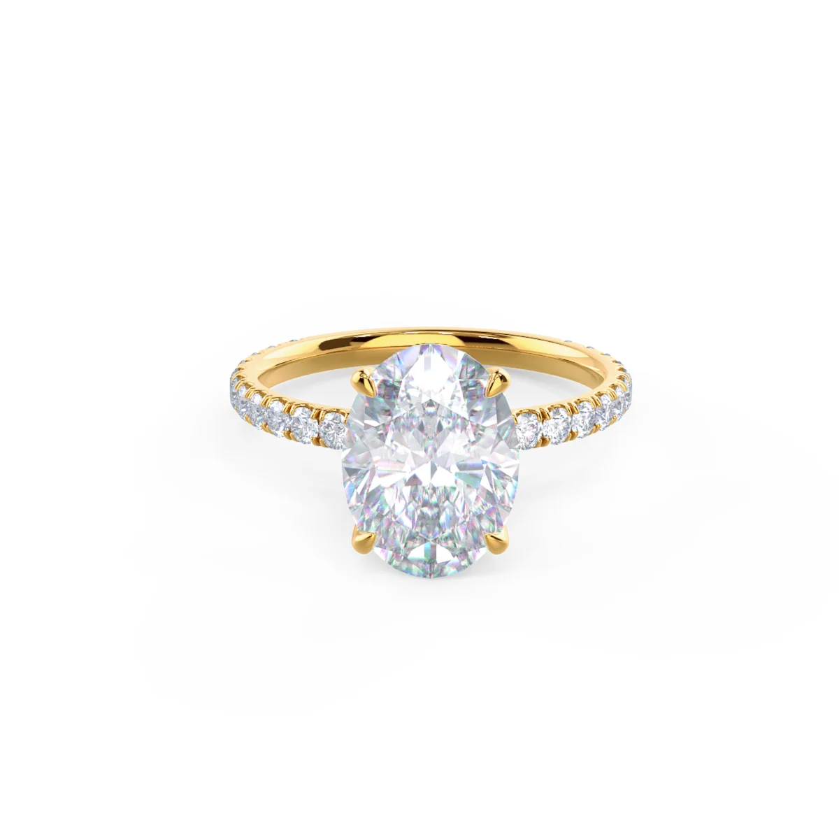 Oval Classic Four Prong Pavé Diamond Engagement Ring