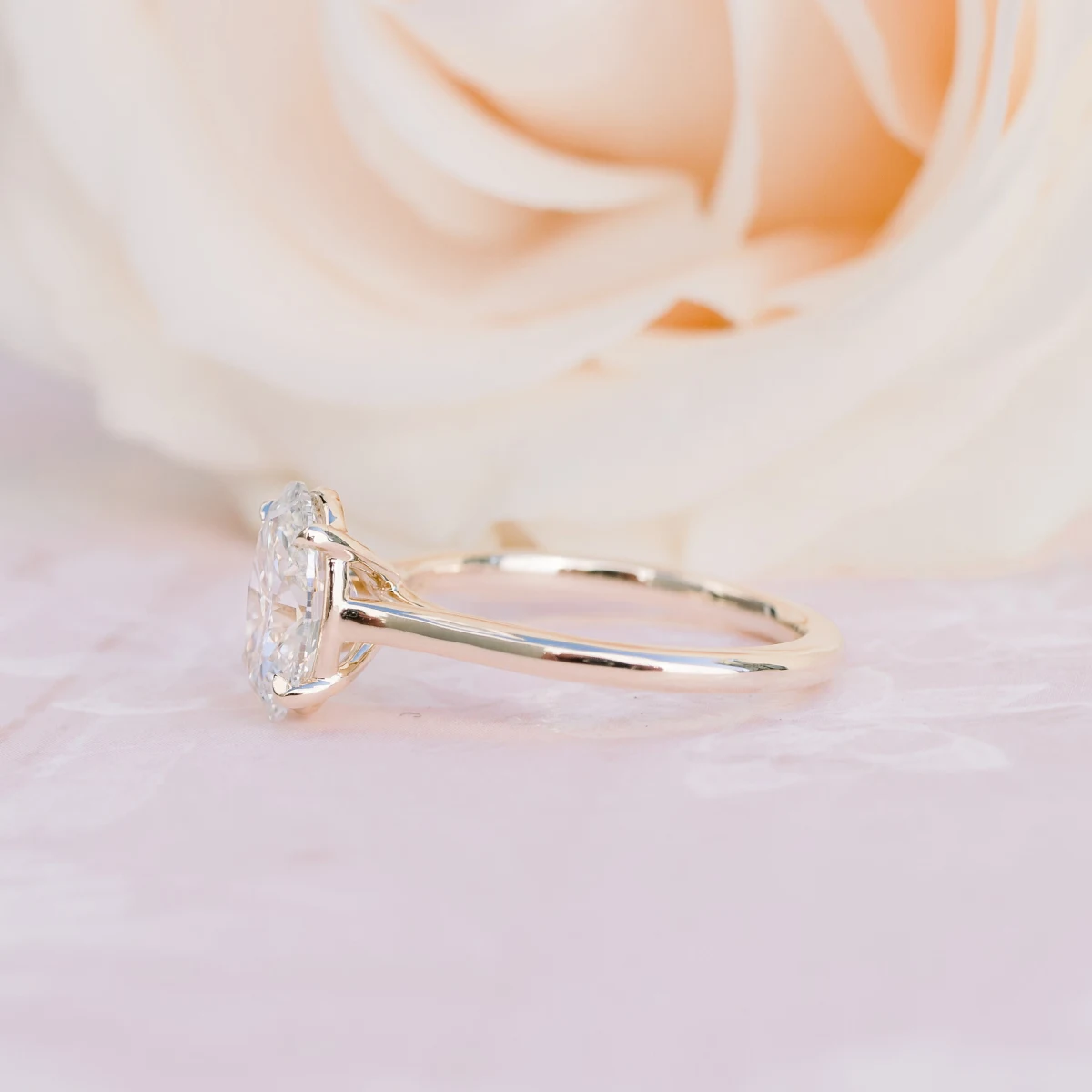 Oval Trellis Solitaire Diamond Engagement Ring