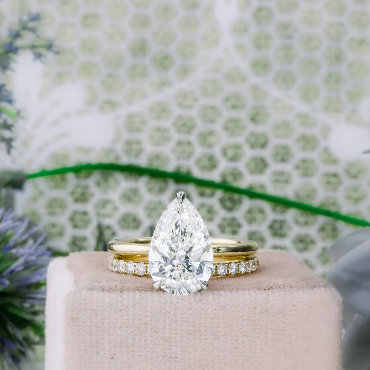 Pear Petite Solitaire Diamond Engagement Ring