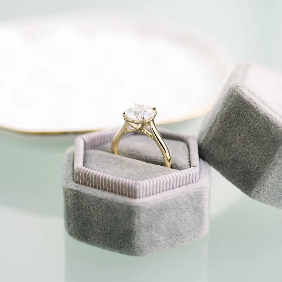 Round Trellis Solitaire Diamond Engagement Ring