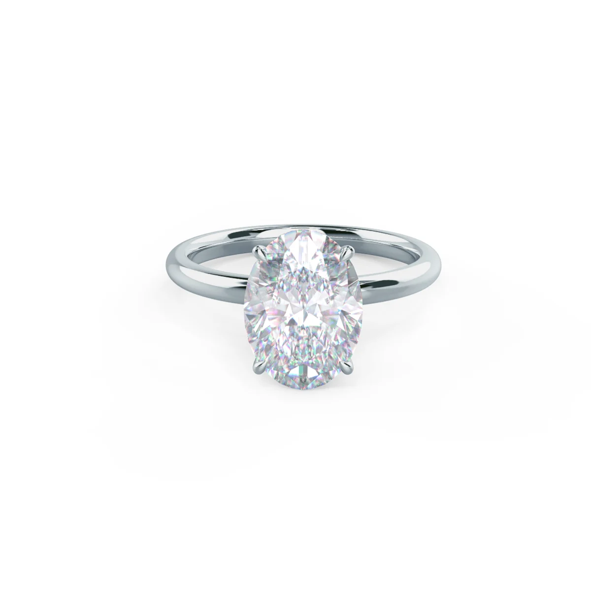 Oval Petite Four Prong Solitaire Diamond Engagement Ring