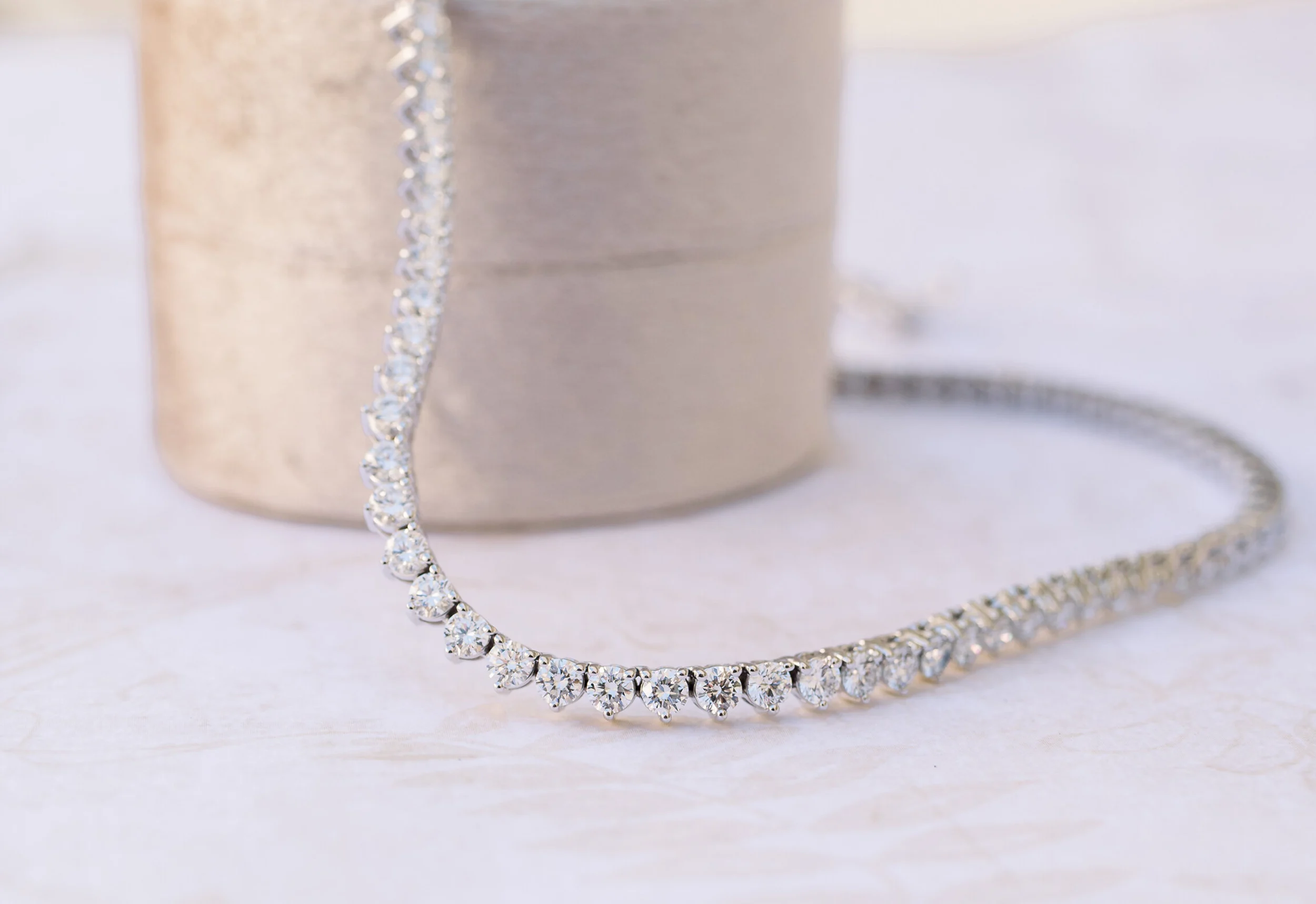 lab created diamond tennis necklace in white gold