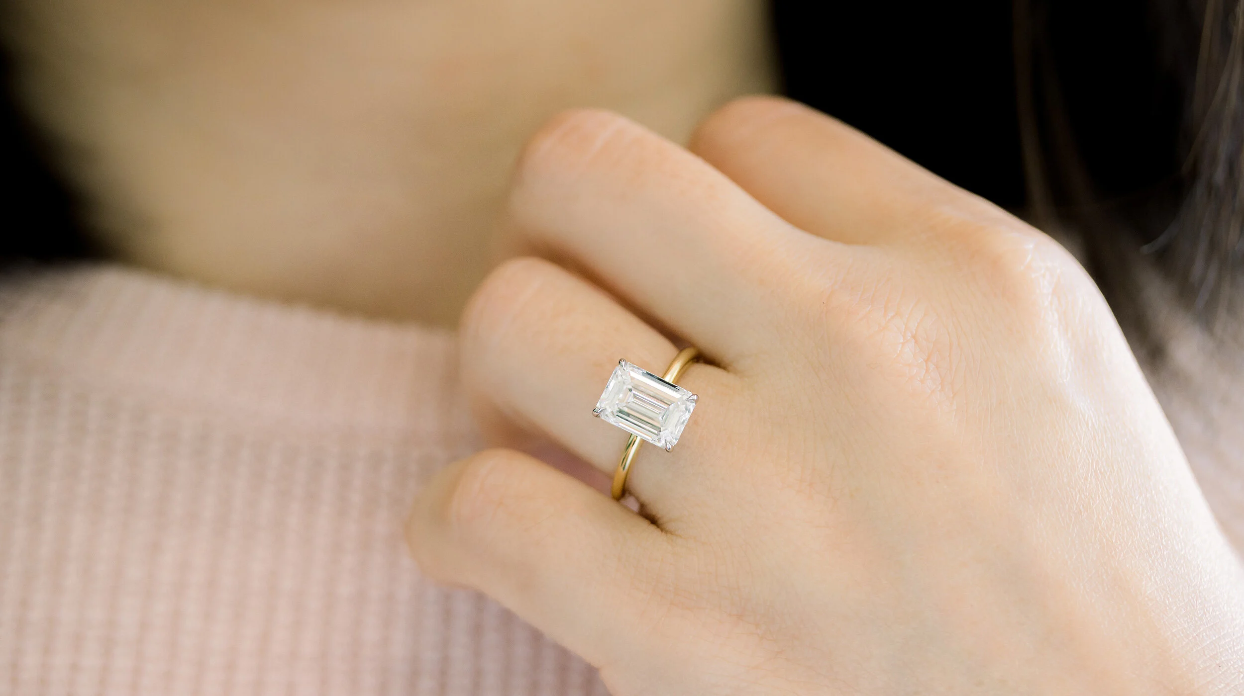 4 carat lab created diamond engagement ring set in 18k yellow gold
