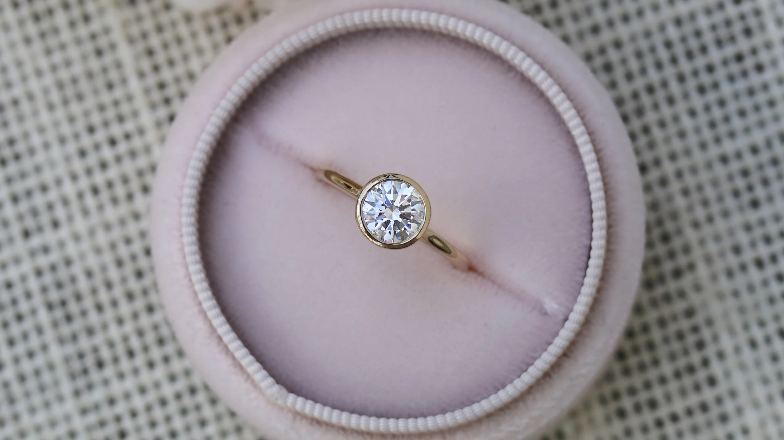 Lab Created Diamond Bezel Set Engagement Ring