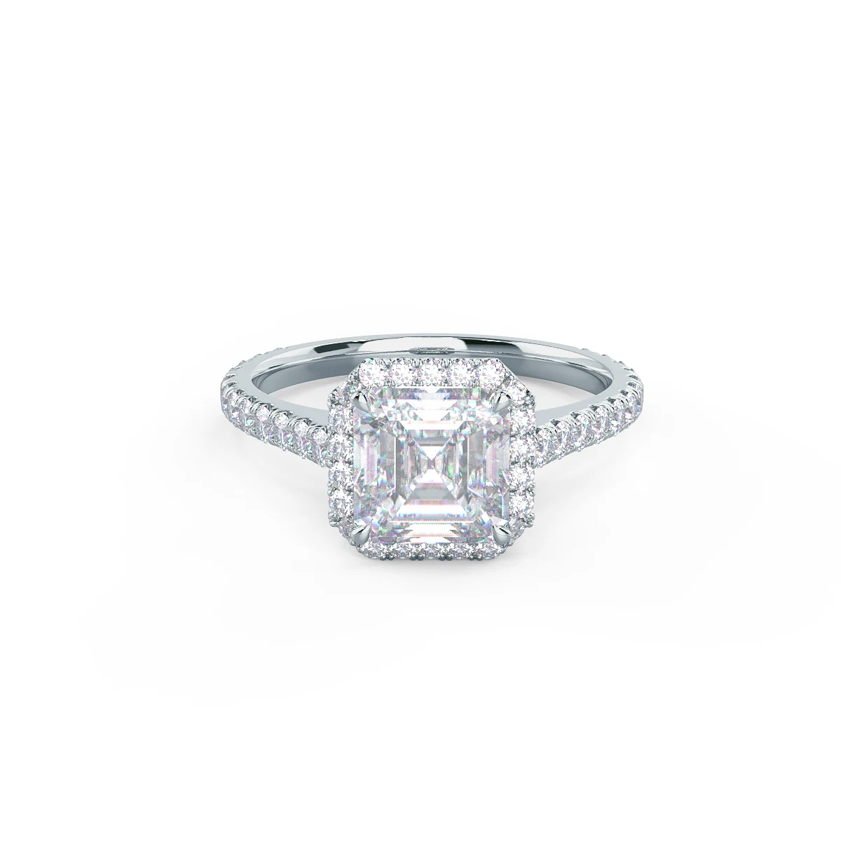 Asscher Halo Pavé Diamond Engagement Ring