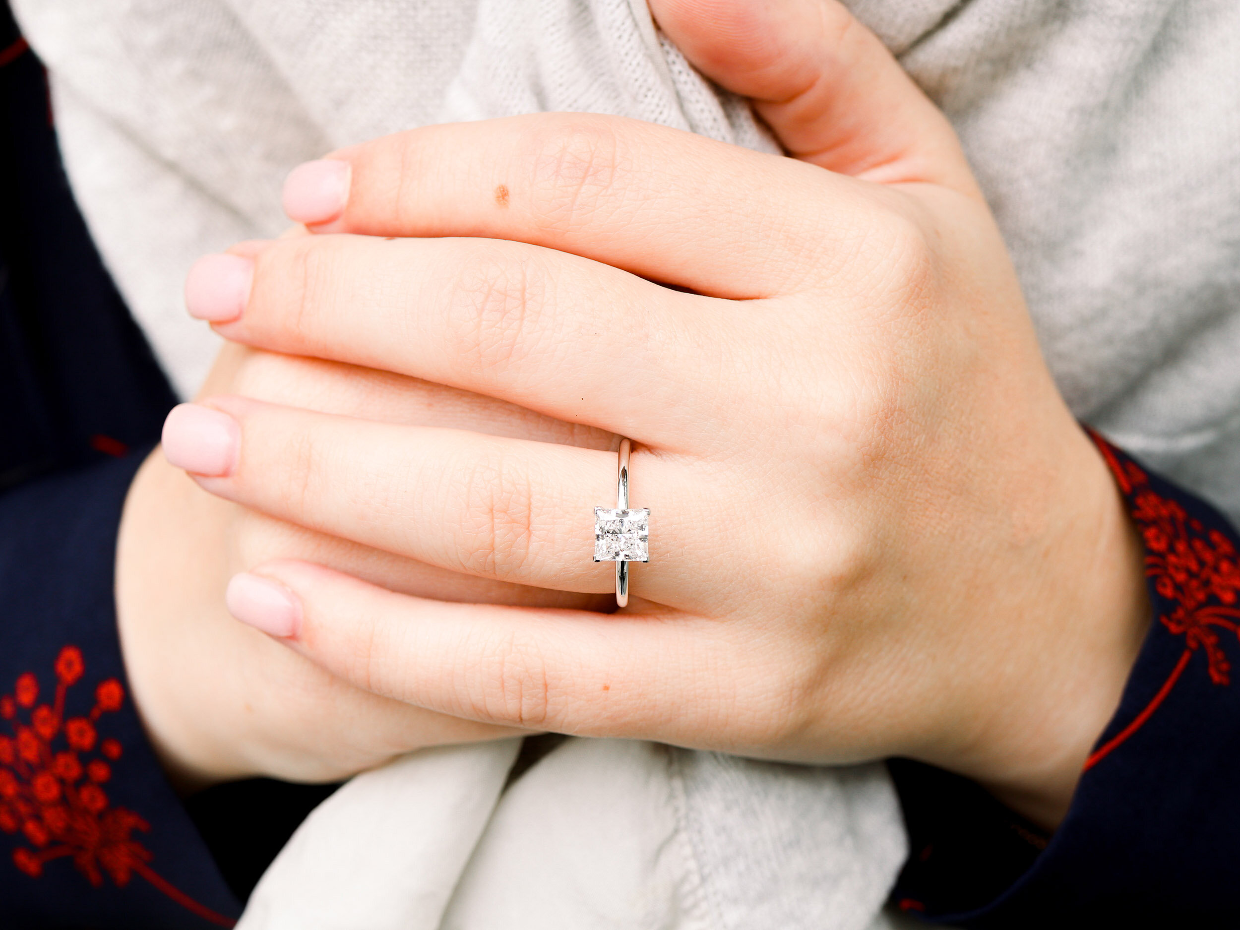 THE LEO First Light Diamond Princess-Cut Engagement Ring 1 ct tw 14K White  Gold | Kay