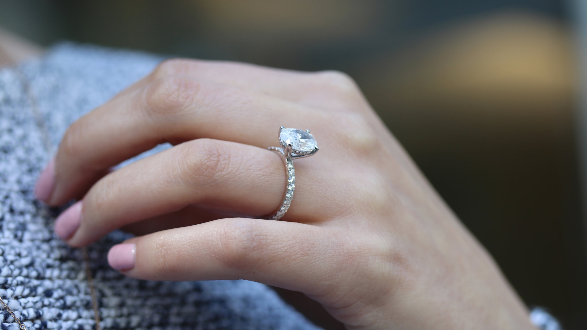 Raised diamond store engagement ring