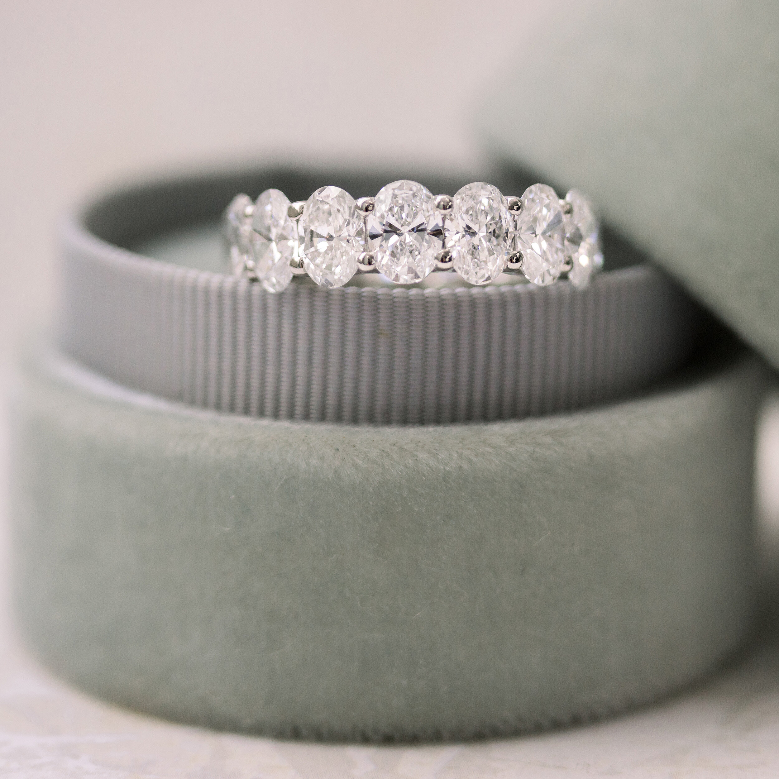 Oval Diamond French U Eternity Band