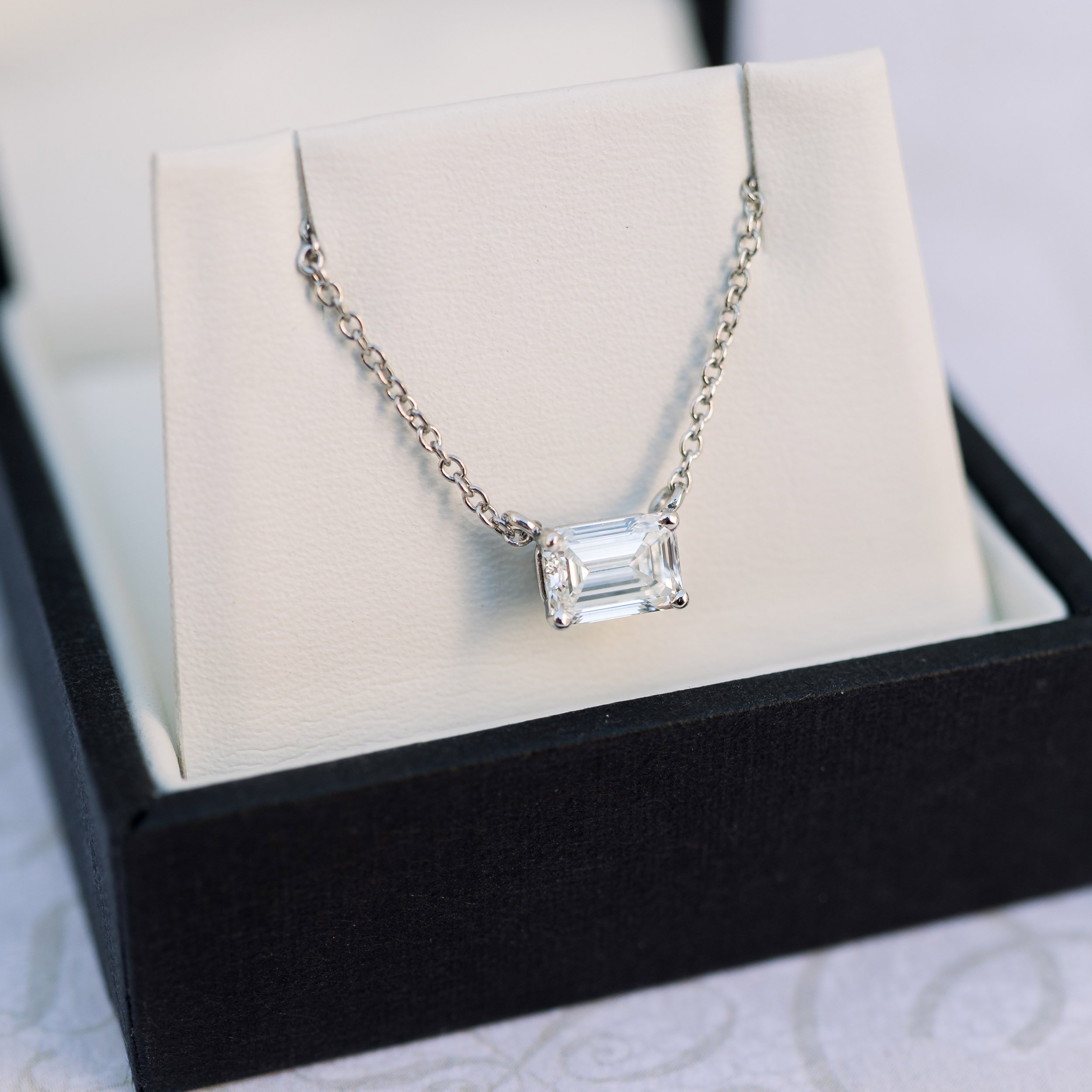 East-West Emerald Cut Pendant