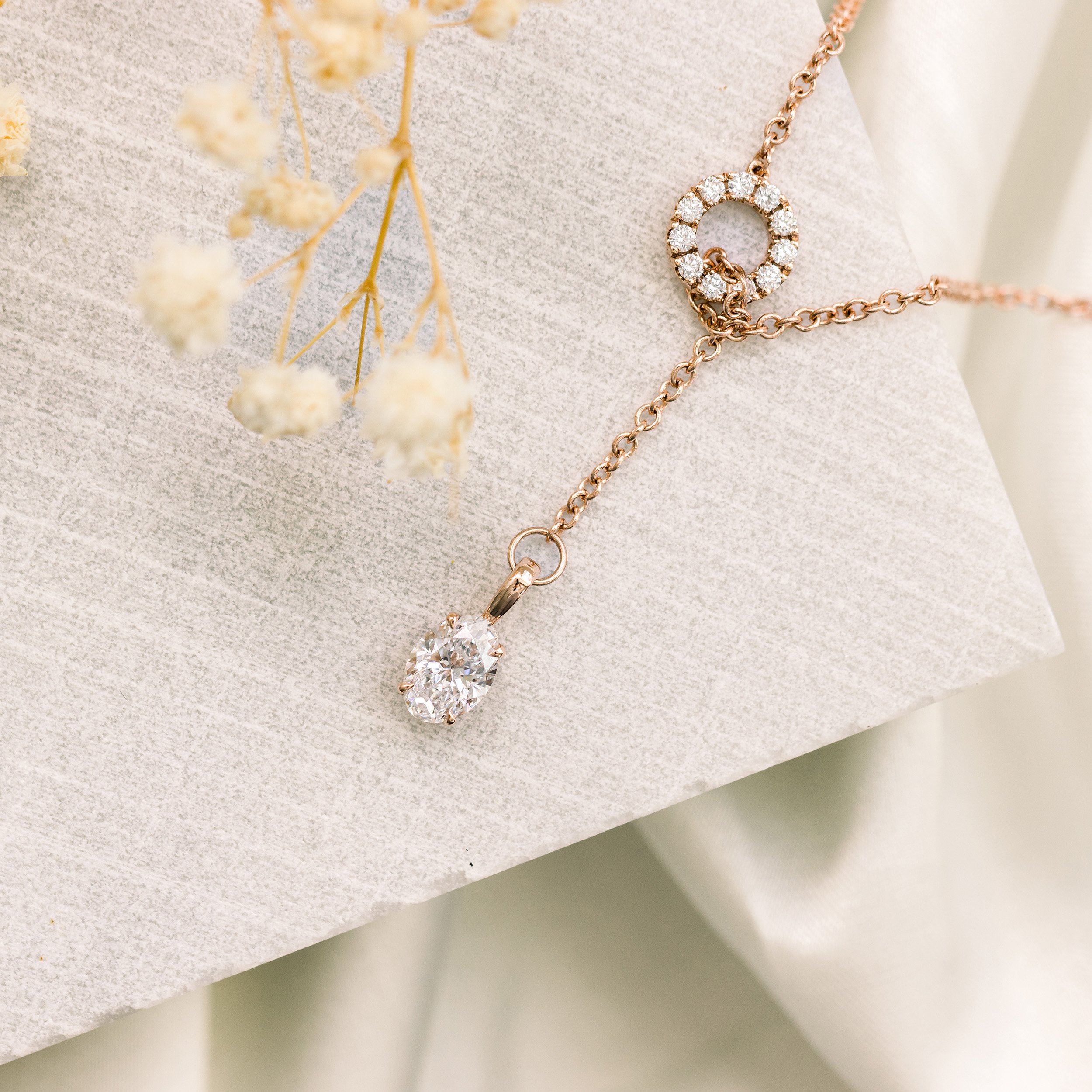 Rose gold Bridal backdrop necklace - APRILLE– Treasures by Agnes