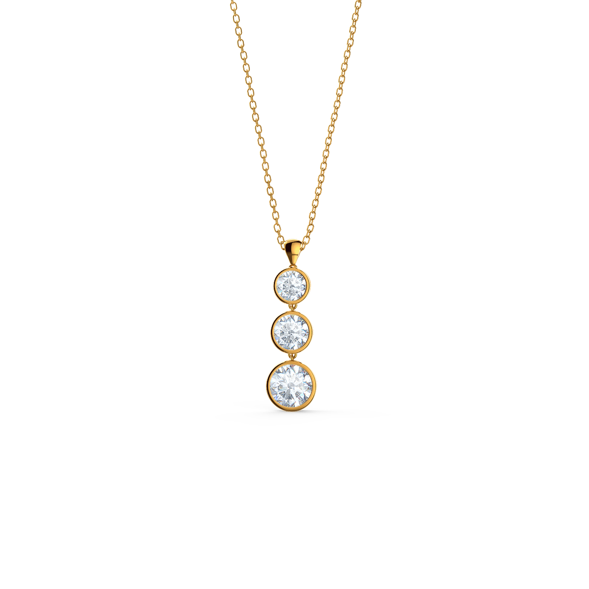 Diamond Bezel Necklace in Yellow, Rose or White Gold