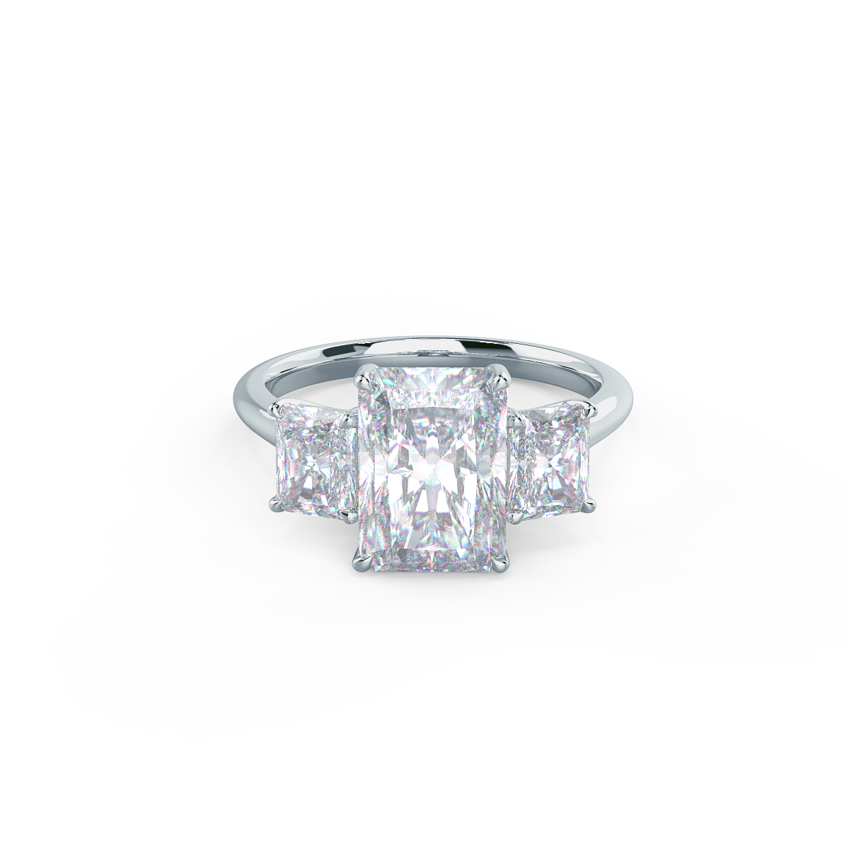 Three stone square sales engagement ring