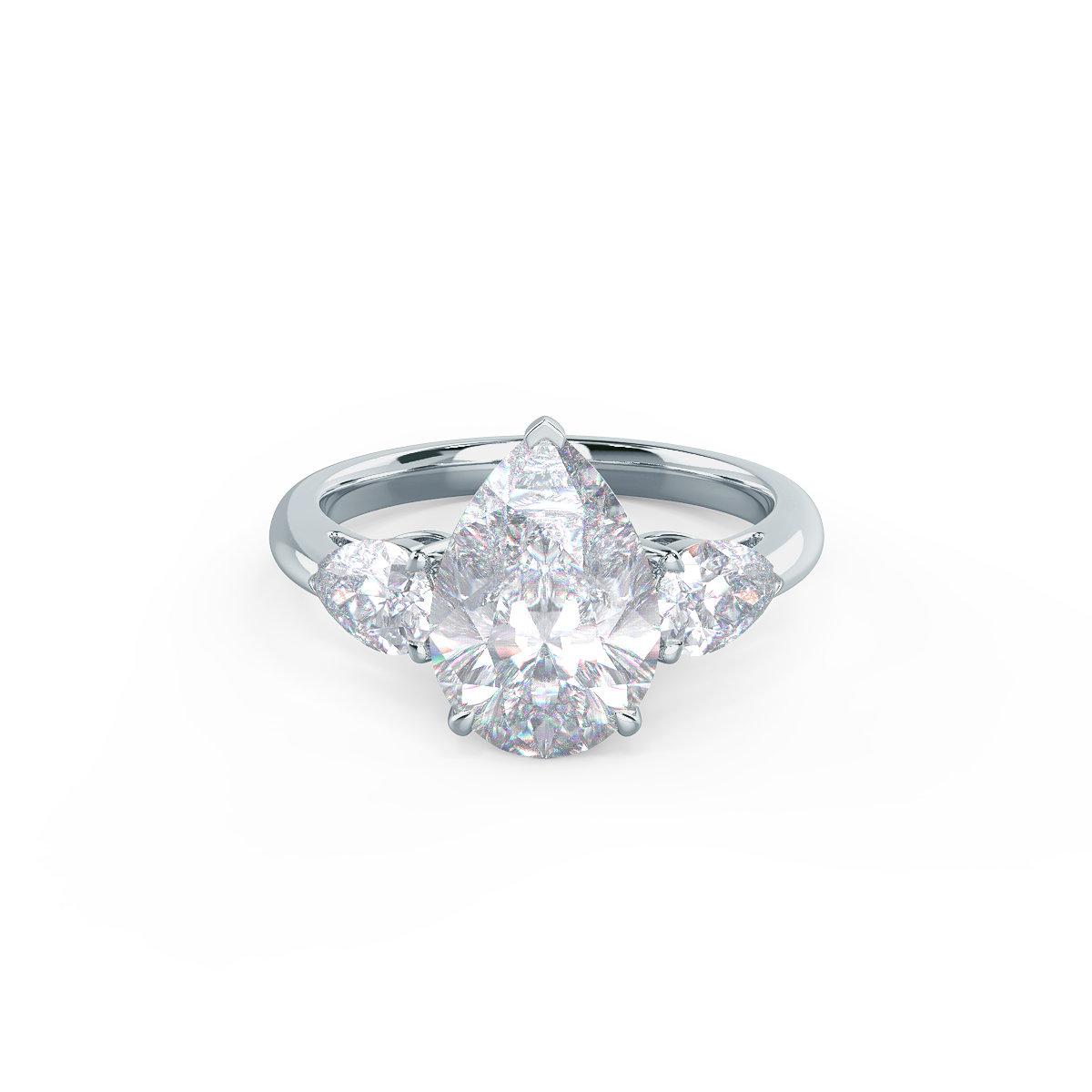 Three stone pear shaped clearance engagement ring