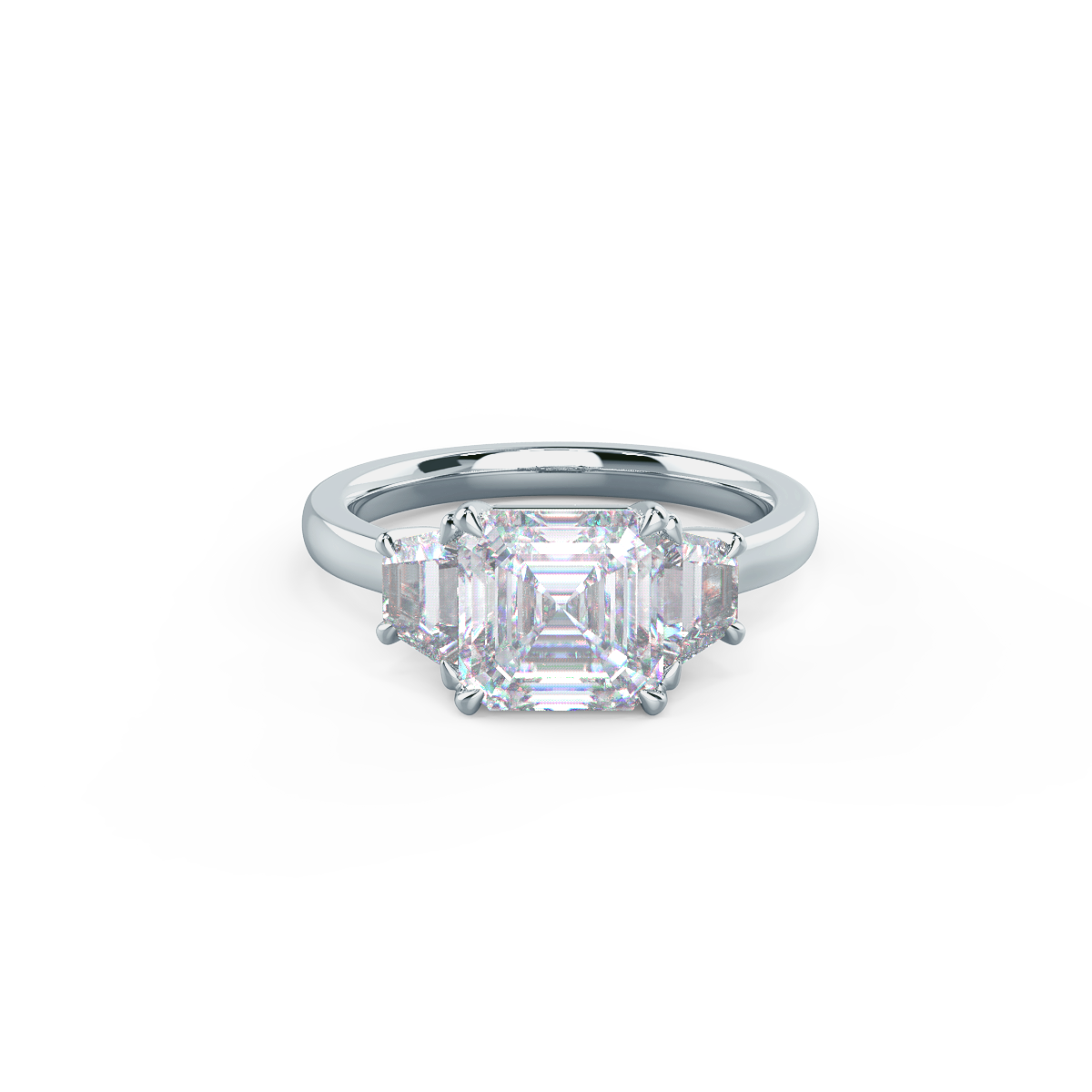 Asscher and Trapezoid Diamond Engagement Ring