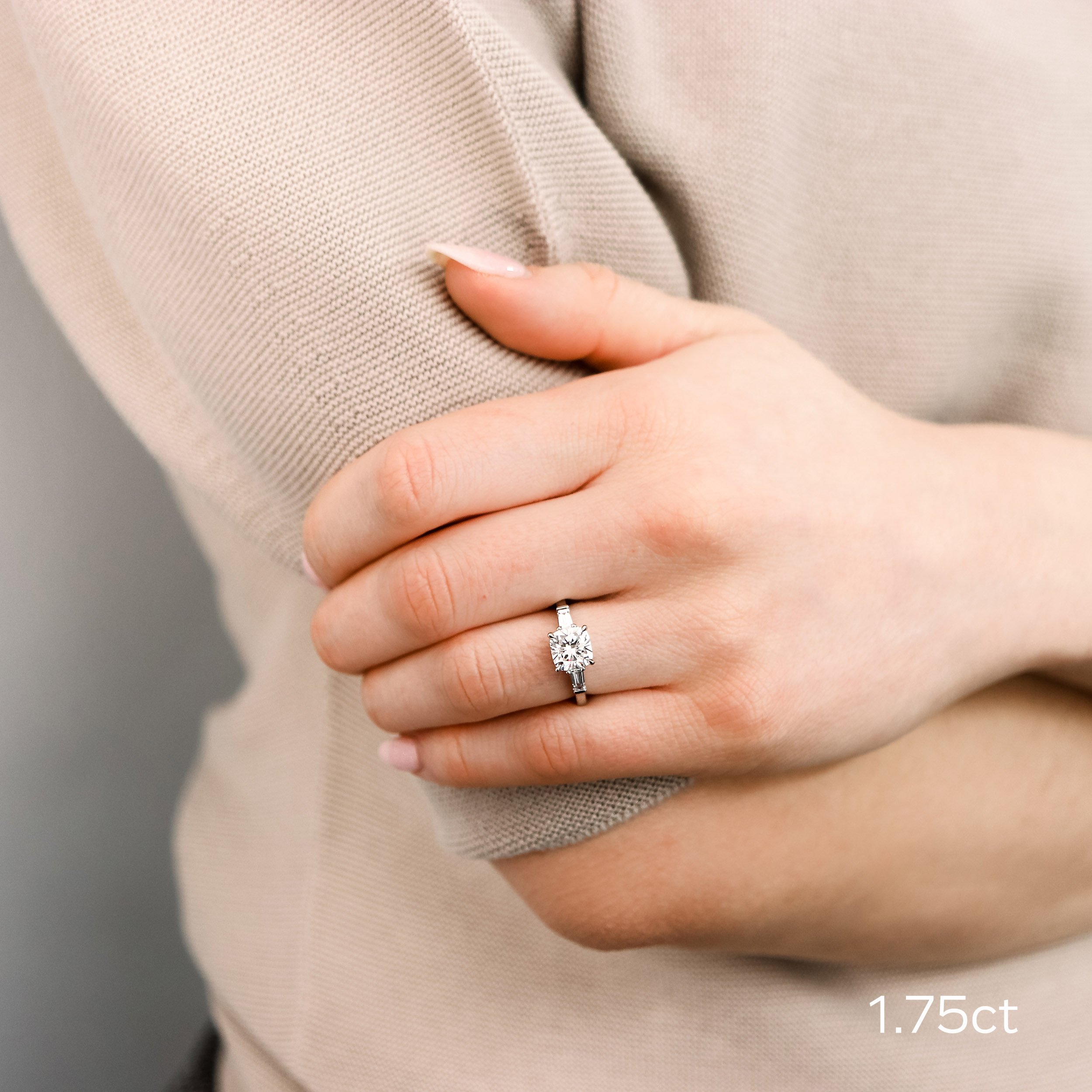 Diamond ring with hot sale baguettes on side