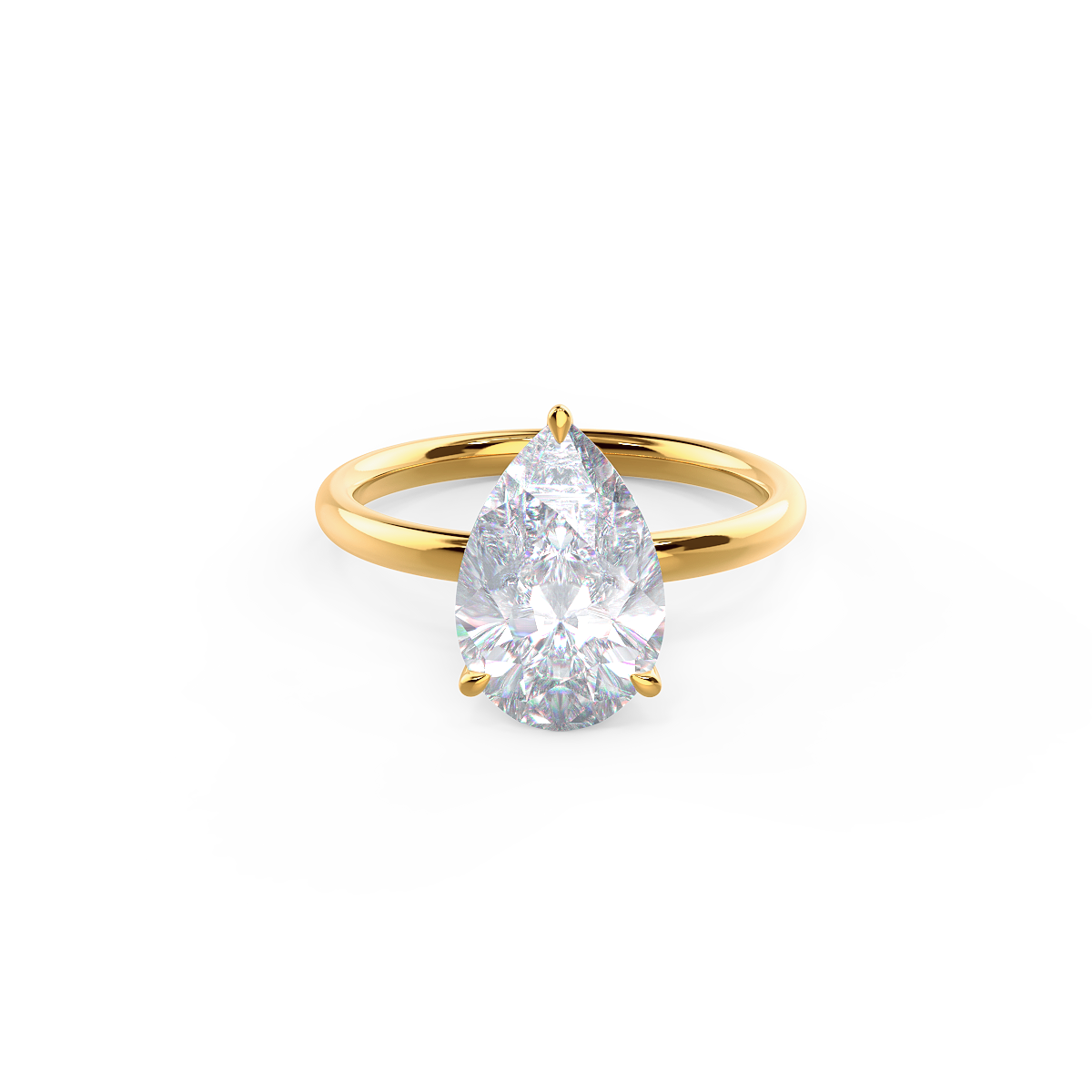 2.5 CTW Solitaire Pear-Cut Engagement Ring in 18K Gold 18K Yellow Gold/VVS  Lab-Grown / 3.5 / Matching Diamond Band (+$1000), Pear Shaped Engagement  Ring 