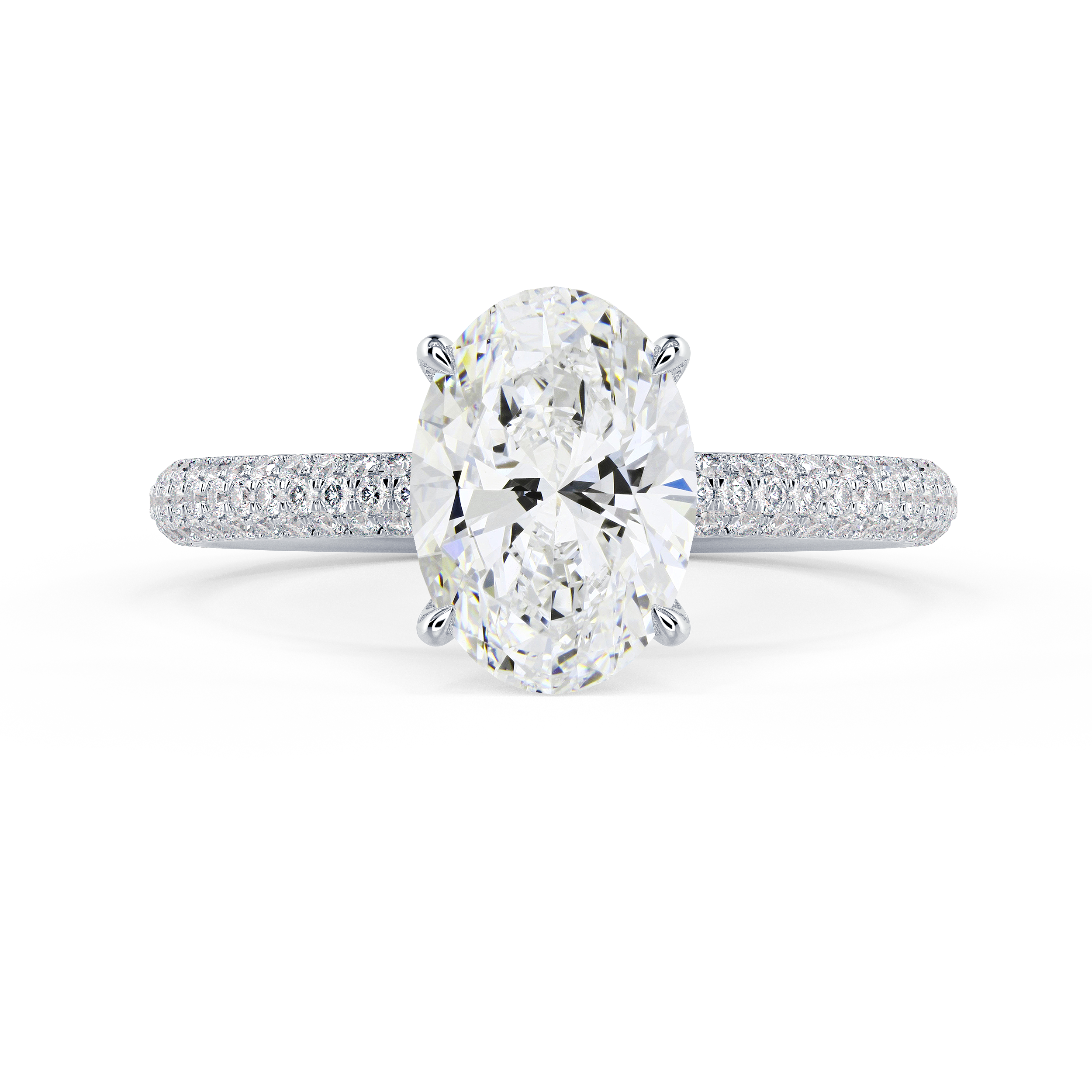 Three Sided Pavé Diamond Engagement Ring