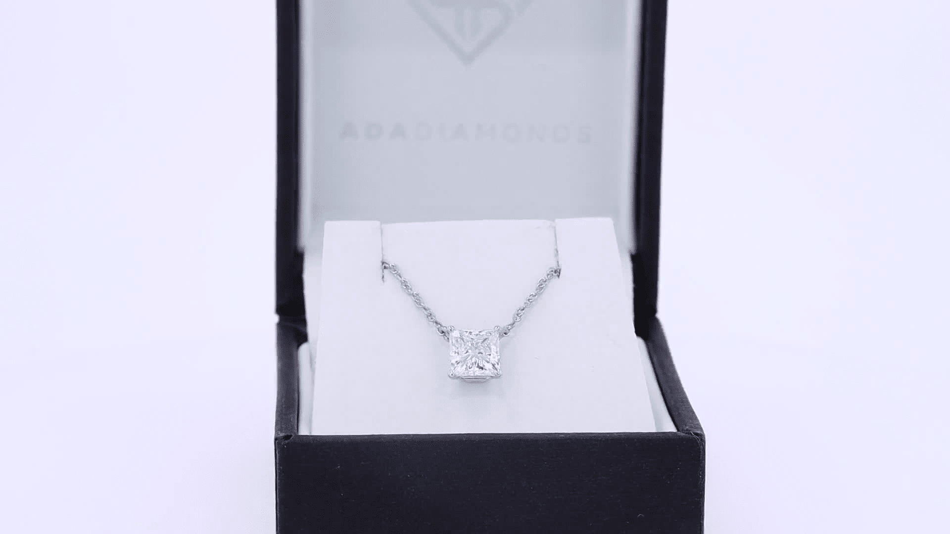ネックレス・ペンダント Lizzie Mandler Floating princess cut diamond necklace Floating Princess Cut Diamond Necklace - 14K White Gold